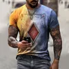 Herren T-Shirts Sommer Casual T-Shirt Cool Poker 3D-Druck Mode Street WearFür Männer Schnelltrocknende Tops ÜbergrößeHerren