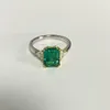 Meisidian Three Stones 2 قيراط emerald s925 Sliver Triangle Diamond Ring 220816