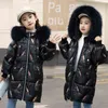 2021 Nouvelle mode hiver filles doudoune véritable col de fourrure Parka enfants manteau plus épais fille veste de neige pour fille 5-12 ans J220718