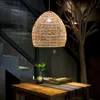 Hängslampor kinesiska rotting ljuskrona öst retro kreativ bambukonst restaurang potten el homestay dekorativ ljusspendant