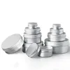 Latas de alumínio recarregáveis ​​Latas de protetor de gado lábio Jarros de garrafa de creme cosmética Caixa de metal redonda 5g 10g 15g 25g 30g 50g 60g 80g 100g