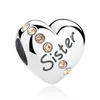 Nieuwe S925 Sterling Silver Charm Losse kralen Round kralen liefde hart origineel fit pandora armband panda hanger klassieke mode diy dames moeder sieraden cadeau