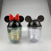 9 Colors 12oz Acrylic Mouse Ear Tumblers with Straw Clear Plastic Dome Lid Tumbler for Kids Children Parties Double Walled Cute C9942362