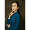 民族服モンゴルの赤い青の女性ミドル・ロング・チームド・モンゴルのローブドレス高品質のザンフューニック