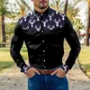 Men's Casual Shirts Button Down Shirt Large Tall Mens Fashion Plaid Patchwork Lapel Cuffs Long Sleeve Romper One SleeveMen's