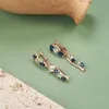 Dangle & Chandelier Kinel Luxury Blue Natural Zircon Stone Earrings For Women Trendy 585 Rose Gold Bride Vintage Wedding Jewelry 2022