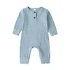 13Color Autumn Born Infant Baby Boy Girl Cotton Romper Sticked Ribbed Jumpsuit Solid Clothes Outfit 220525