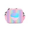 Borsa per il pranzo al laser con cuore amorevole arcobaleno Borsa Bento portatile per bambini Borsa termica per il pranzo Borsa a tracolla Borsa termica