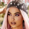 StoneFans Crystal Net Head Wrap Scarf for Women Mesh Hair Accessories Bling New Fashion Rhinestone Headpiece Turban Hat Cap AA220323