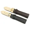 Bracelets de montre bracelet en cuir unisexe motif litchi bracelet de remplacement souple avec boucle en acier inoxydable argent or Hele22