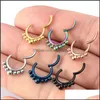 Body Arts Tattoos Art Health Beauty Surgical Steel Septum Ring Hypoallergenic Nose Jewelry Hinged Segment Piercing Dhw20