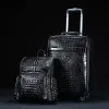 Luggage real crocodile trunk valise tote duffle suitcase carry Travel Leather Rolling Luggage Bags Hand black brwon can custom 360wheels hor