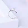 Fashion Four Claws 100% 925 Sterling SILVER Round Simulated Crystal Jewelry Diamond Wedding Rings Finger For Women Jewelry