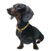 Köpek yakalar tasar pürüzsüz düz zincirli yaka altın Küba bağlantı slip booke metal paslanmaz çelik petdog için güçlü