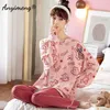 Autumn Winter Korean Kawaii Pyjama Set For Women Pyjamas Cotton Long Sleeve Big Pijamas Fashion Sleepwear Plus Size 4XL 5XL 220511