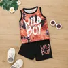Summer Fashion Boys Vest And Shorts 2PC set Cool Cartoon Baby Boy Letter Printing Clothing Set Sports Sets For Sale
