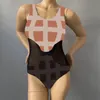 패치 워크 메쉬 수영복 여성 고급 격자 무늬 바디 수트 원피스 수영복 여름 수영장 파티 레이디 비치웨어