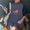T قمصان النساء الطويل المرقور الرسم أو الرقبة ثلاثة ربع الأكمام كوريا بريبي على غرار تصميم أنيقة السيدات kawaii البنات hipster 220524