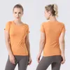 2022 NEW Align LU-07 Women's 2.0 Yoga Short Sleeve Solid Color Nude Sports Shaping Waist Tight Fitness Loose Jogging High Quality