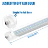 JESLED US STOCK T8 LED Tube Light 8 Pieds FA8 Dural Row Couverture Transparente 72W Blanc Froid Tubes Lumières Ampoule Garage Bureau Boutique Lumière