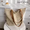 Kvällspåsar Marti Summer Women Straw Handbag Zipper 2022 Beach Tote Bag Travel Shopper Weaving Shopping Pures Shoulder Bagsevening