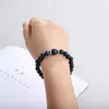 Высококачественные черные стеклянные бусины каменные браслет мода Micro Pave Циркон 8 мм браслет из натуральных камней ручной работы для женских ювелирных изделий подарок