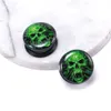 KUBOOZ acrylique vert crâne Alien bouchons d'oreille Tunnels boucles d'oreilles jauges Piercing corps Piercing bijoux expanseur entier 625mm 80pcs7427531