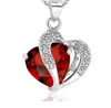 8 couleurs coeur pendentif collier pour femmes mode 925 chaînes en argent sterling charmes bijoux zircon cristal diamant strass dames amour collier en gros