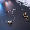 Pendant Necklaces Dayoff Transparent Zircon Round Women Jewelry Gold Fishing Invisible Necklace Hollow Collar Clavicel Chain N18Pendant