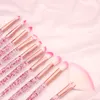 10 stks Roze Mermaid Make-Up Kwasten Set Oogschaduw Blush Foundation Brush Lip Borstel Crystal Diamond Make up brush Kits maquiagem