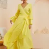 Abiti casual giallo per donna 2022 bellissimo abito senza schienale a maniche lunghe donna elegante estate floreale da donna