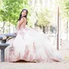 Mint Blue Rose Gold Quinceanera -jurken Charro Sweetheart Puffy Ball Jurk Sweet 15 -jarige jurk 2022 Lipined Corset Prom