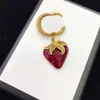 Classic Sweet Strawberry Brooches Double Letter Pendant Brooch Women Cute Strawberries Pins Earrings Wholesale