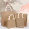 Burlap Tote Bags Jute Beach Shopping Handbag Vintage Reusable Gift Bags Travel Storage Organizer with Handles for Birthday Party Wedding