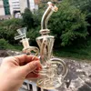 Bong de água de vidro dourado pequeno de 9,5 polegadas para narguilé de óleo Dab Rigs portátil para fumar cachimbo