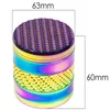 Colorido Ratão Mental Ratão Tabaco Os acessórios de fumantes de 63 mm de diâmetro 3 camadas de liga de zinco seco triturador de ervas