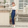 Korean style Women's harem Pants Chic OL straight high waist silk Trousers Spring Summer fashion casual Streetwear 220325