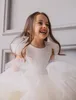 2022 New Moda Stage Wear Toddler Girls White Dress Bez Rękawów Backless Suknie Urodziny Dance Tutu Dresses