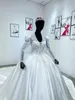 Бальное платье на заказ Свадебные платья Блеск Дубай Аравия с длинными рукавами и бусинами Кружева Аппликация Хрустальные свадебные платья Реальные изображения 2022