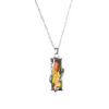 Collier avec pendentif en forme de feuille de cristal, couleur carrée, à la mode et exquis, populaire, cadeau pour jouer, bijoux