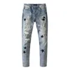 Jeans de grife para homens calças motocicleta star branca slim fit jeap hip hop masculino rasgado com angústia hole alongamento machos perna longa perna lisa bolso azul claro