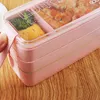 900 ml 3-lagige Lunchbox, stapelbar, japanischer Stil, Bento-Lebensmittelaufbewahrungsbehälter, mikrowellengeeignetes Geschirr, Lunchbox