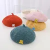 Chapéus Chapéus Outono Novas Crianças Boina Chapéu Vintage Cor Sólida para Menina Bonito Princesa Beanie Cap Lã Inverno Quente