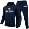 2 stycken set tracksuit huva tröjor dragkammare manliga sport hoodies som kör sportkläder ricard män varumärke höst vinter 220722