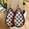 Dangle & Chandelier Est Christmas Gift Girl Present Wooden Leather Printing Teardrop Drop Earrings Collection Custom JewelryDangle