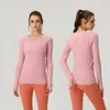 2022 new Lu-07 Long Sleeve Yoga Top Women Solid Quick Dry Breathable Shirt Sports Workout Gym Tees T Shirt Female Outdoor Athletic