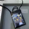 Mini torba na zakupy błyszcząca krokodyl wytłaczona oryginalna skórzana torba na telefon kwadratowy Tote Crossbody Płótno designerskie torebki cienkie okrągłe uchwyty na ramię