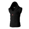 Brand Stretchy Ärmlös Skjorta Casual Fashion Hooded Tank Top Men Outwear Fitted Slim Clothing 220331