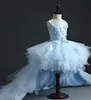 Vestidos de menina elegante tule tule renda infantil concurso de criança longa vestido de flor de flor para casamento e festa da primeira comunhão garotas