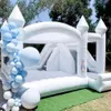 Commercial White Wedding Bounce House With Turret Top Inflatable Bouncy Castle Slide Combo Jumping Bouncer For Kids And Adults